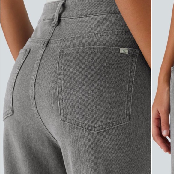 Halara High Waisted Button Zipper Washed Stretchy Knit Casual Jeans - Picture 3 of 8